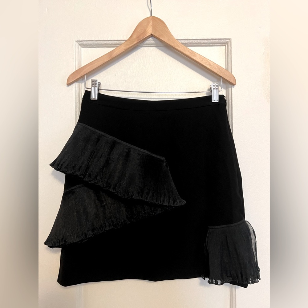 Open ceremony stone ruffle mini skirt